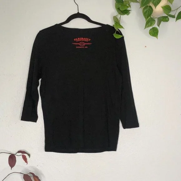 Harley Davidson Black Scoop Neck Top Sparkle XL - Picture 6 of 6